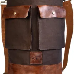 36 L Strolley Duffel Bag - Old School Canvas/Leather Duffle Travel Bag - Brown - Regular Capacity-image-55