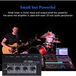 kh HAYDEN MX400 Ultra Low-Noise 4-Channel line mixer Audio Micro Mixer Powered Sound Mixer image 4