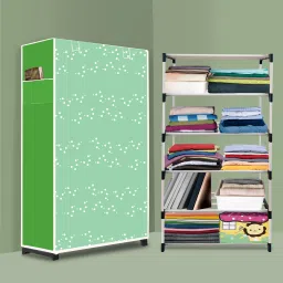 Strong 5 Shelf Plastic Foldable Wardrobe and Portable Almirah for Adults, Kids PVC Collapsible Wardrobe-image-93