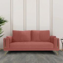 casacraft from pepperfry Solitaire Velvet 3 Seater Sofa in Blush Colour-picture-47
