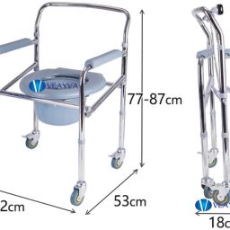 veayva 696 COMMODE CHAIR WITH WHEELS HEIGHT ADJUSTABLE WITH REMOVABLE POT Commode Chair Commode Chair image 2