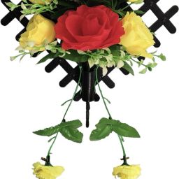 Wall hanging Red, Yellow Rose Artificial Flower with Pot-image-2