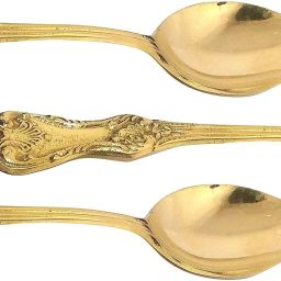 Tea Spoon Set for Dining Table Brass Set of 3 pieces Floral Design Daily Brass Tea Spoon Set-60