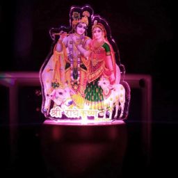 God/Loard Shree Krishana Ji Magic Night Lamp 3D Beautiful Illumination Automatic on/Off Smart Sensor for Bedroom with 7 Color LED Changing Light Night Lamp White Night Lamp (12 cm, Multicolor) Night Lamp-image-38