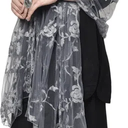 Net Embroidered Grey Women Dupatta-image-40