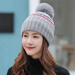 women's cute winter woolen caps double layers ( warm cotton inside ) Woven Beanie-12