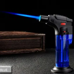 trustship Windproof Turbo Jet Flame Cigarette Cigar Lighter with Stand, Flame Lock and Flame Adjustable Button | Blue, Refillable Pocket Lighter image 5