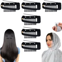 6Pcs Chunni Dupatta Clips with Safety Pin, 10-Teeth Strong Chunni Grip Hair Clip Hair Pin-16