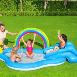 Rainbow Shine Pool and Play With Free Electric Pump Inflatable Swimming Pool-32
