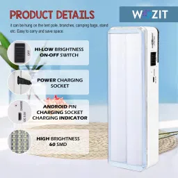 wozit Hi-Bright led Tube Light 2 Stage Lighting Mode with 2000mAh Battery 7 hrs Lantern Emergency Light image 3