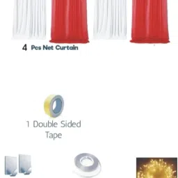 flipzone Solid 9pcs Elegant White & Red Sheer Backdrop Net Cloth LED Balloon image 2