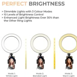 colorsole 10" Portable LED Ring Light with 3 Color Modes Dimmable Lighting A4 200 W 6 cm Tube Light image 2