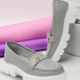 women synthetic leather buckle details Chunky moccasins loafer Mocassin For Women-image-5