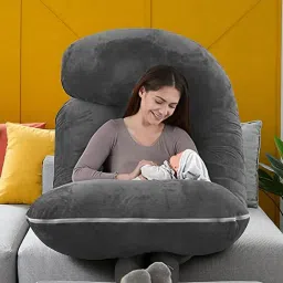 J Shaped Microfibre Solid Pregnancy Pillow Pack of 1-image-96