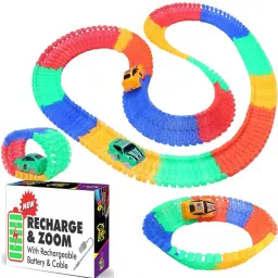 RECHARGEABLE 1 Magic Race Car with 220pcs Bend 11 Feet Long Flexible Glow Tracks-image-33