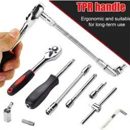 xyntac High Quality 46pcs 1/4-Inch Socket Set Tool Ratchet Wrench tool KitB Power & Hand Tool Kit image 2
