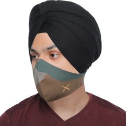 masq 3 Layer Embroidered, Designer, Fashionable & Protective, Size Adjustable Cotton Cloth Face Mask combo for Sikhs Scarf_Camouflage_02 Reusable, Washable Cloth Mask image 3