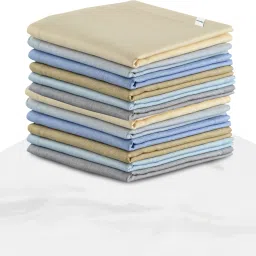 HOMESTIC (Set of 12) Premium Cotton Handkerchief For Men With Box | Silver | Light Color ["Light Color"] Handkerchief-image-5