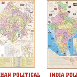 (Pack of 2 Map) RAJASTHAN MAP and INDIA MAP. Both Map Size : 100x70 Centimeter (40"x28" inch). With Important Fact and Figure. Ideal Map For Aspirant of UPSC , PCS , SSC , RAILWAY Exam and Other Competitive Exam Paper Print-image-43