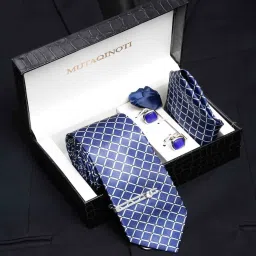 MUTAQINOTI Silk Cufflink & Tie Pin Set-image-88