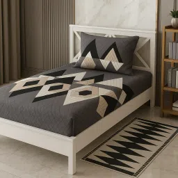 170 TC Cotton Single Printed Flat Bedsheet-image-1