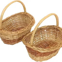 Bamboo Oval Handle Badami Shape Basket For Dry fruit chocolate Multipurpose 7x5 in Storage Basket-19