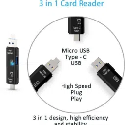 TECHGEAR USB Type C, 5 in 1 Type C/USB/Micro USB SD TF Memory Card Reader OTG Adapter Card Reader image 2