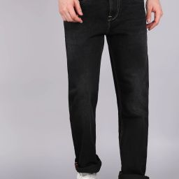 Men Straight Fit Mid Rise Black Jeans-image-13