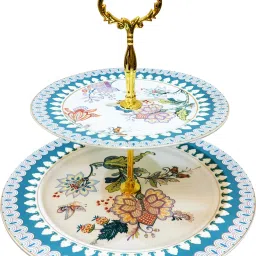 Ceramic 2-Tier Cupcake Stand Fruit Serving Detachable Serving Tray Dessert Tower Ceramic Cake Server-10