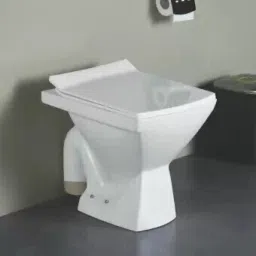 Ceramic Floor Mounted European Water Closet/Western Toilet Commode/EWC S Trap with Soft Close Hydraulic Seat Cover- White Western Commode (White) Western Commode-image-10