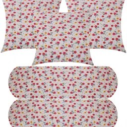3 Cushion And 2 Bolster Microfibre Floral Bolster Pack of 5-picture-7