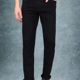 Men Relaxed Fit Mid Rise Black Jeans-image-82