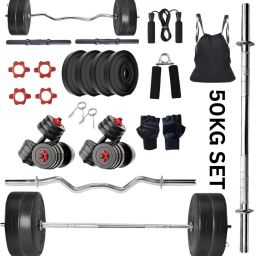 50 kg 50KG PVC Home Gym Set – Straight Bar, Dumbbells, Accessories Home Gym Combo-image-28