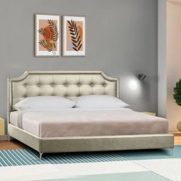 casacraft from pepperfry Modern Upholstered King Size Bed In Beige Color-picture-5
