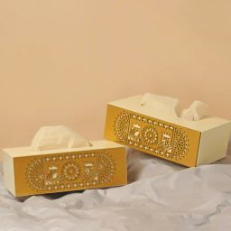 bambaise White Premium MDF Cutwork Tissue box with Mandala Art-picture-1