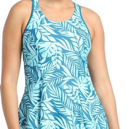 speedo Swimdress With Boyleg - Endurance 10 Racerback Printed Women Blue Swimsuit-picture-39