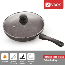 ivbox ® Eco-Plus 260cm Non-Stick Cookware Frying Pan With Outer Hard-Stone Coating Fry Pan 26 cm diameter with Lid 1.5 L capacity image 5
