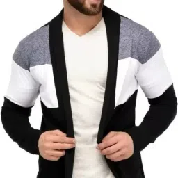 Men High-Low Full Sleeve Multicolor Shrug-image-75