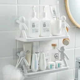 Plastic Floating Shelves Wall Shelf for Kitchen Bathroom Entryway Storage Basket-image-1