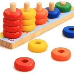 - Rainbow Calculation Counting Stacker (15 Pieces) | Number Learning Stacking Rings | Early Educational Toys for Toddlers Kids 18 Months +-3