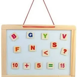 kitmeer 2 in 1 Writing Board Slate Double Sided Educational Board with Magnetic Alphabets Numbers Mathis Learning Toy for Kids (Multicolor) image 3