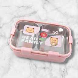 StainlessSteel 2Compartment Pink Bear Lunchbox 750ml _KYNEW246 2 Containers Lunch Box-image-53