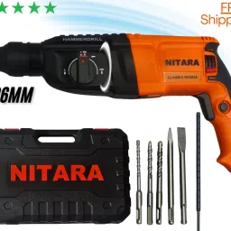"Original" 26mm "100% Copper Motor "3-in-1" Multi-Function with 5pcs bits Rotary Hammer Drill machine 26mm 1200W copper wire motor home and professional Rotary Hammer Drill-10