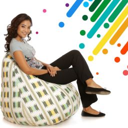 XXL Classic Cotton Canvas IKAT Printed Fillers Teardrop Bean Bag With Bean Filling-image-89