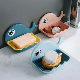 Fish Shape Cute Adhesive Waterproof Wall Mounted Soap Dish(PACK OF 4)-image-57