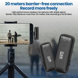 mak Dual Wireless Mic with Active Noise Cancellation,Plug & Play for Clear Recording Microphone image 4