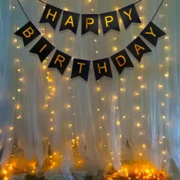 Black Banner With Led Light Birthday Decorations Items For Bday Lights Pack-44