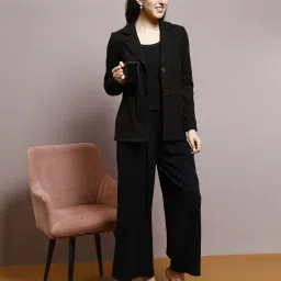 Women Solid Single Breasted Casual Blazer-image-26
