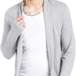 Men Longline Full Sleeve Grey Shrug-image-34