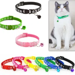 (Buy 1 Get 1 Free) Small Dog & Cat Pow Print Collar Necktie Collar (Multicolor) Bell Dog & Cat Collar Charm-28